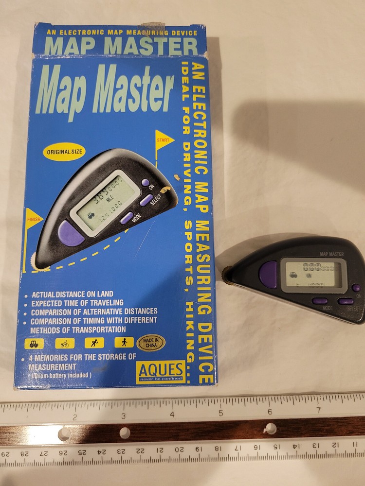 Vintage Aques Map Master Electronic Measuring Device Driving Hiking Original Box