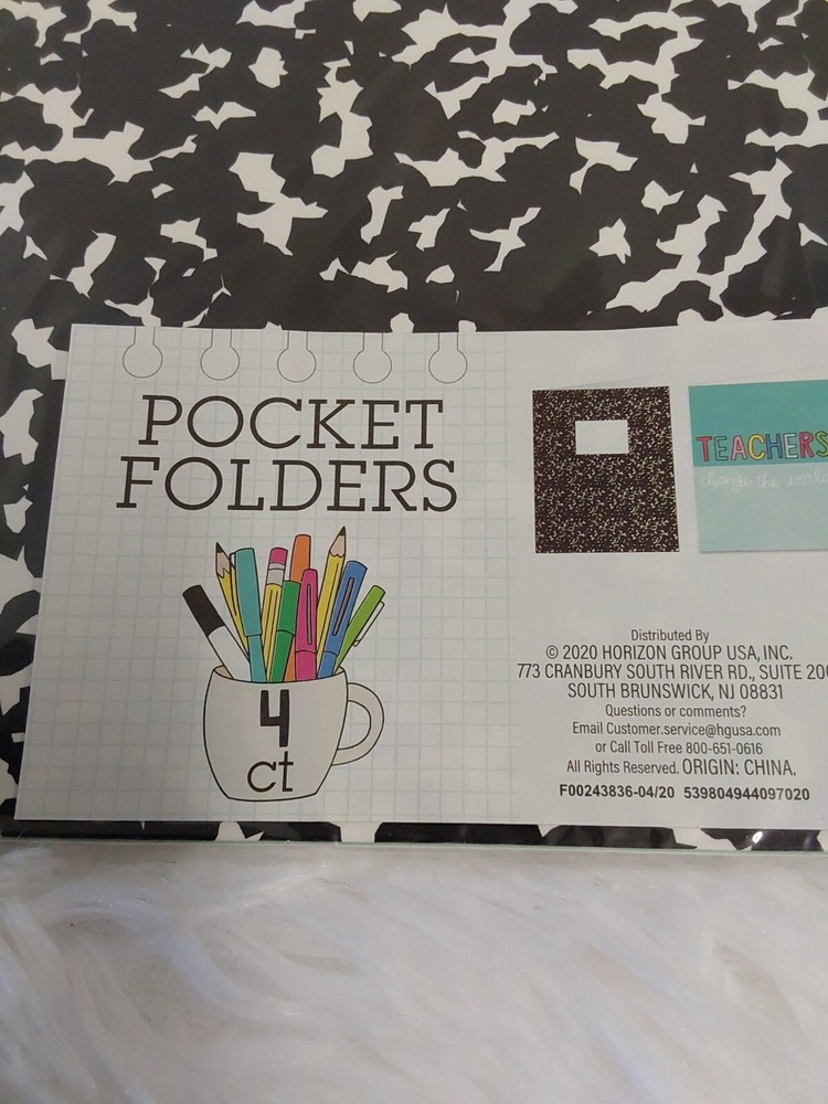 4-Pack Pocket Folders Each One Different Print 12" X 9" BNWT!