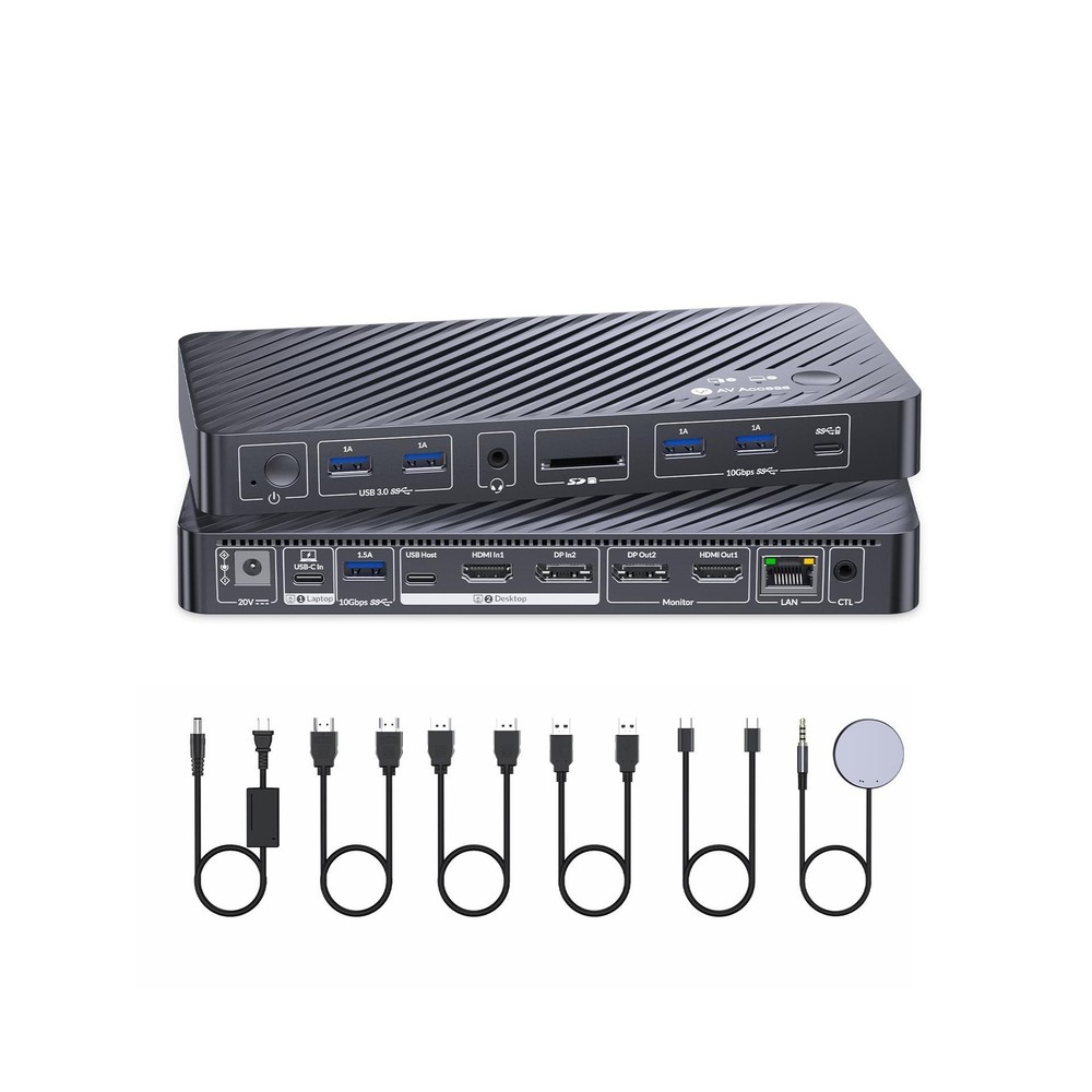 AV Access 8K KVM Switch 2 Monitors 2 Computers for Laptop & Desktop, 100W USB...