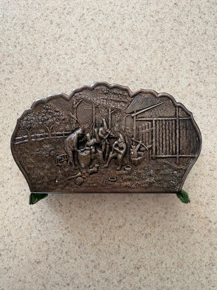 Vintage Hans Jensen Denmark Silver Plated Embossed Letter / Napkin Holder