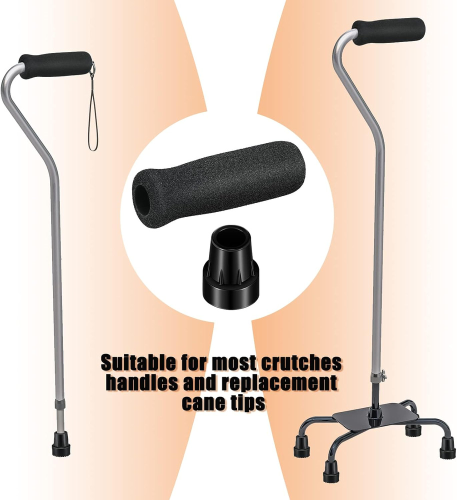 Replacement Cane Tips Set, 2 Pcs Rubber Cane Tips for 3/4 Inches/1.9 Cm Diameter