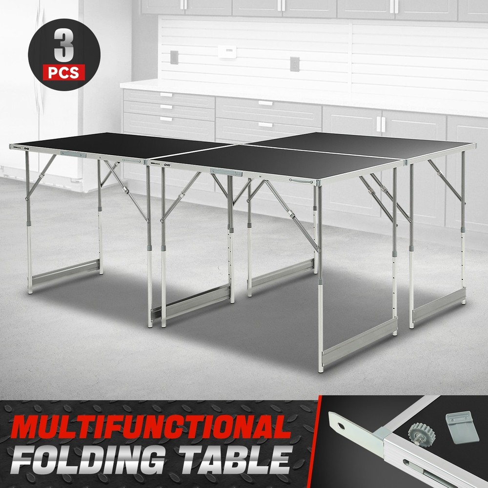 [3Pcs] 4-Level Adjustable Height Multi-Purpose Folding Work Table Workbench