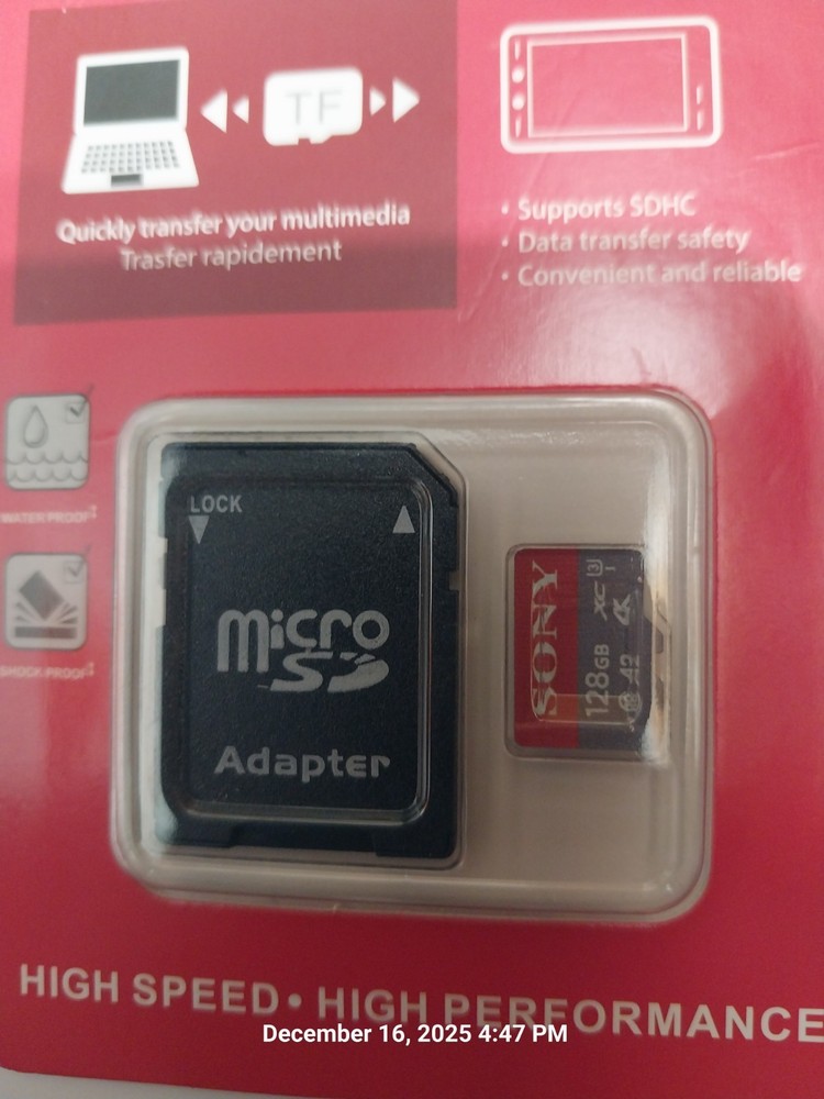 Sony Micro SD Card. 128GB