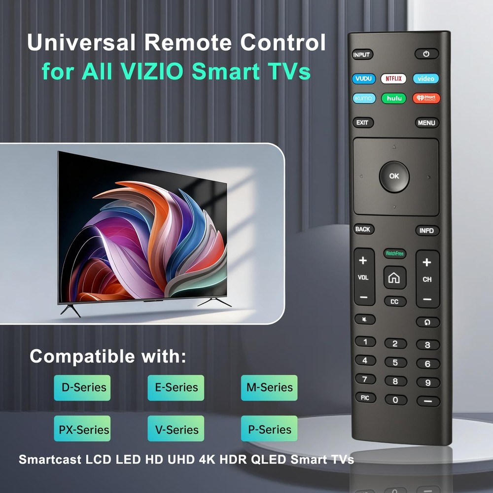 Luyeper Replacement for Vizio Smart TV Remote Control, XRT136 Black