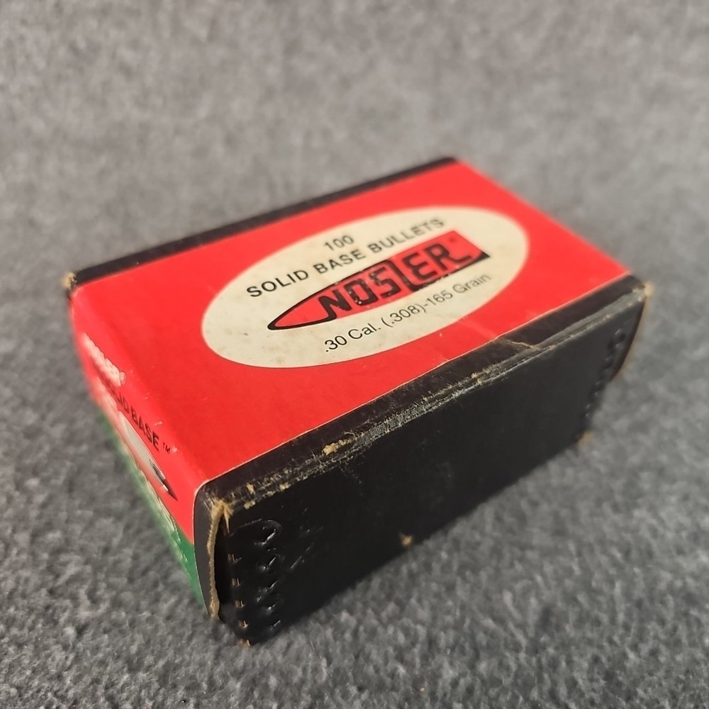 Vintage Empty box Nosler .30 Caliber (.308) 165 Grain Solid Base bullets