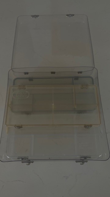Vintage IBM branded storage cases, plastic coplymer, snap closures, hinged