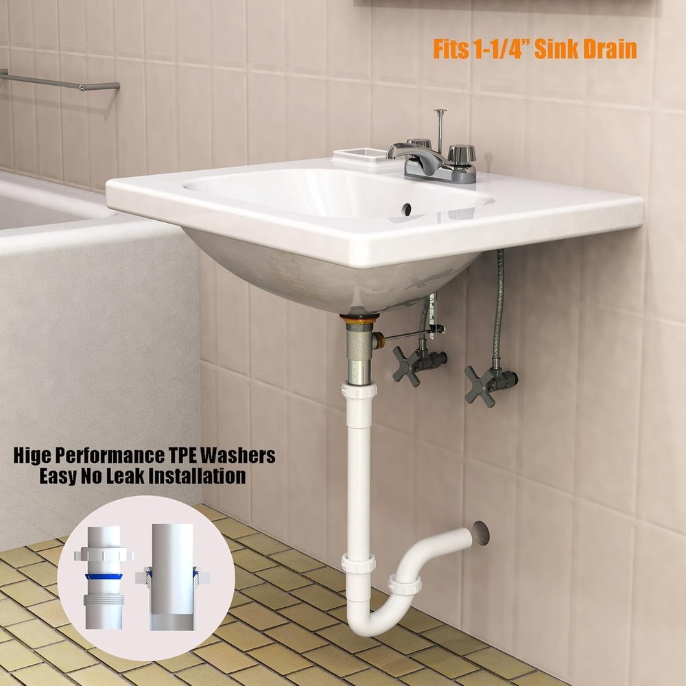 Bathroom Sink Drain Kit,for Most 1-1/4” & Kitchen White