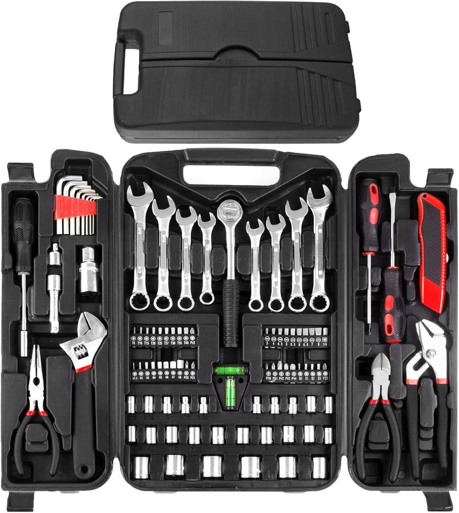 95 Piece Tool Set, Tool Kit, Mechanics Tool Set, Portable Toolbox with Adjust...