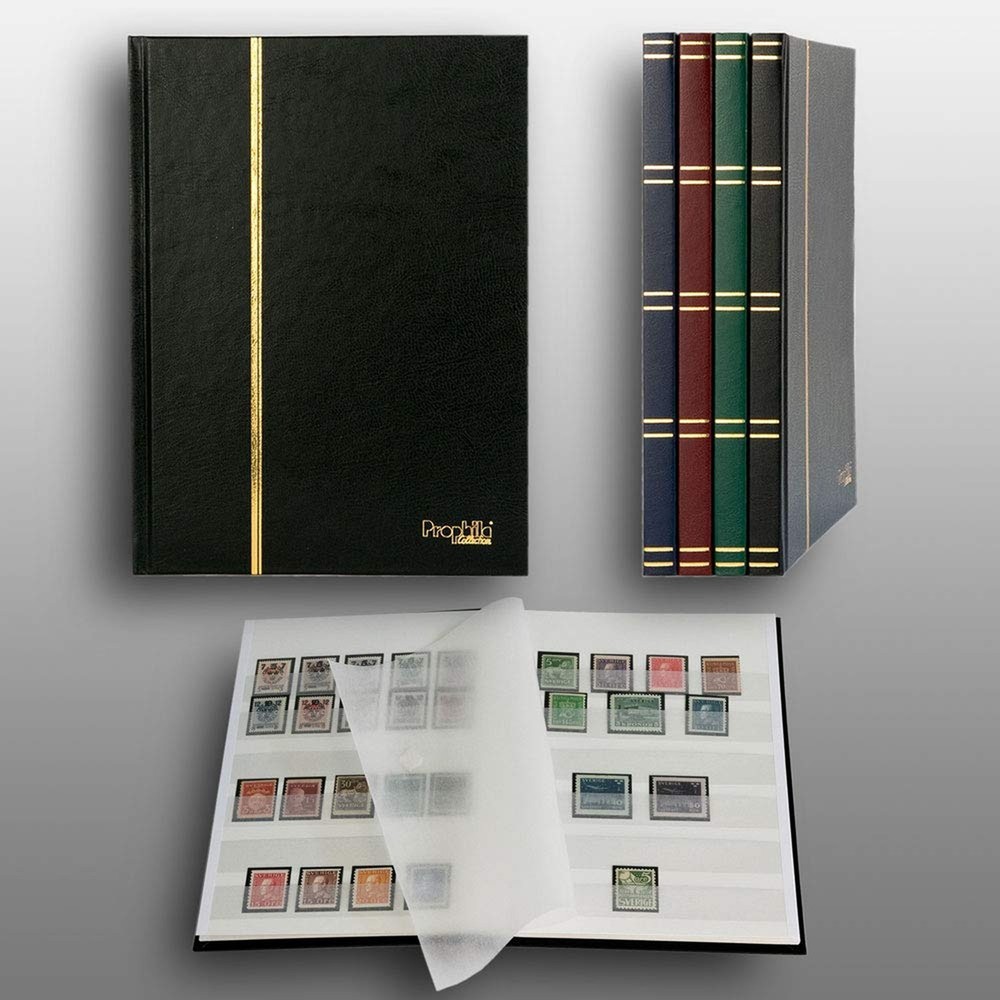 Prophila Small Stamp Album (New) 16 White Sides, Black Cover