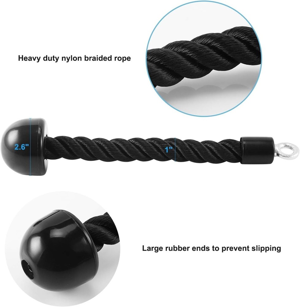 Pull Down Rope Single Grip Tricep Bicep Exercise Attachment for Cable Machine...
