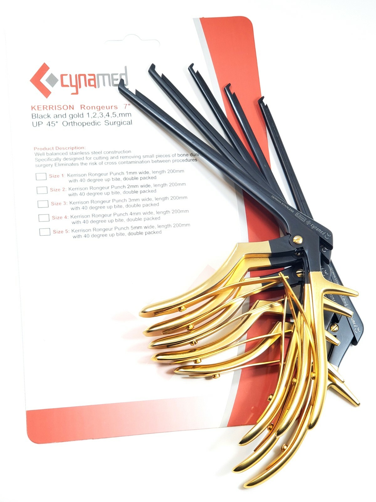 5 Premium German KERRISON Rongeurs 7" 1,2,3,4,5mm up 45 Orthopedic Instruments