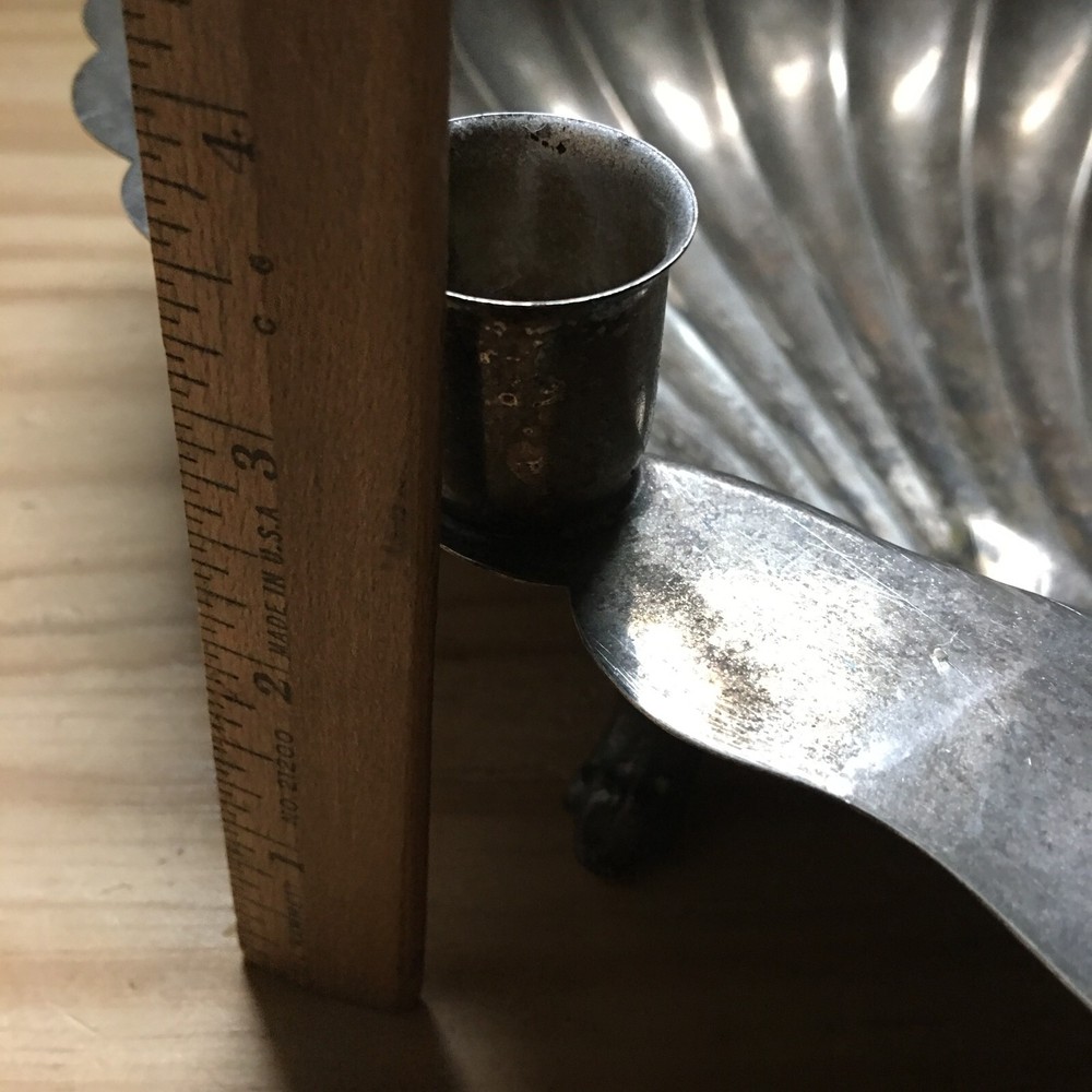 VTG EALES 1779 SILVERPLATE FOOTED SHELL SEAFOOD SERVING BOWL W/ CANDLEHOLDERS