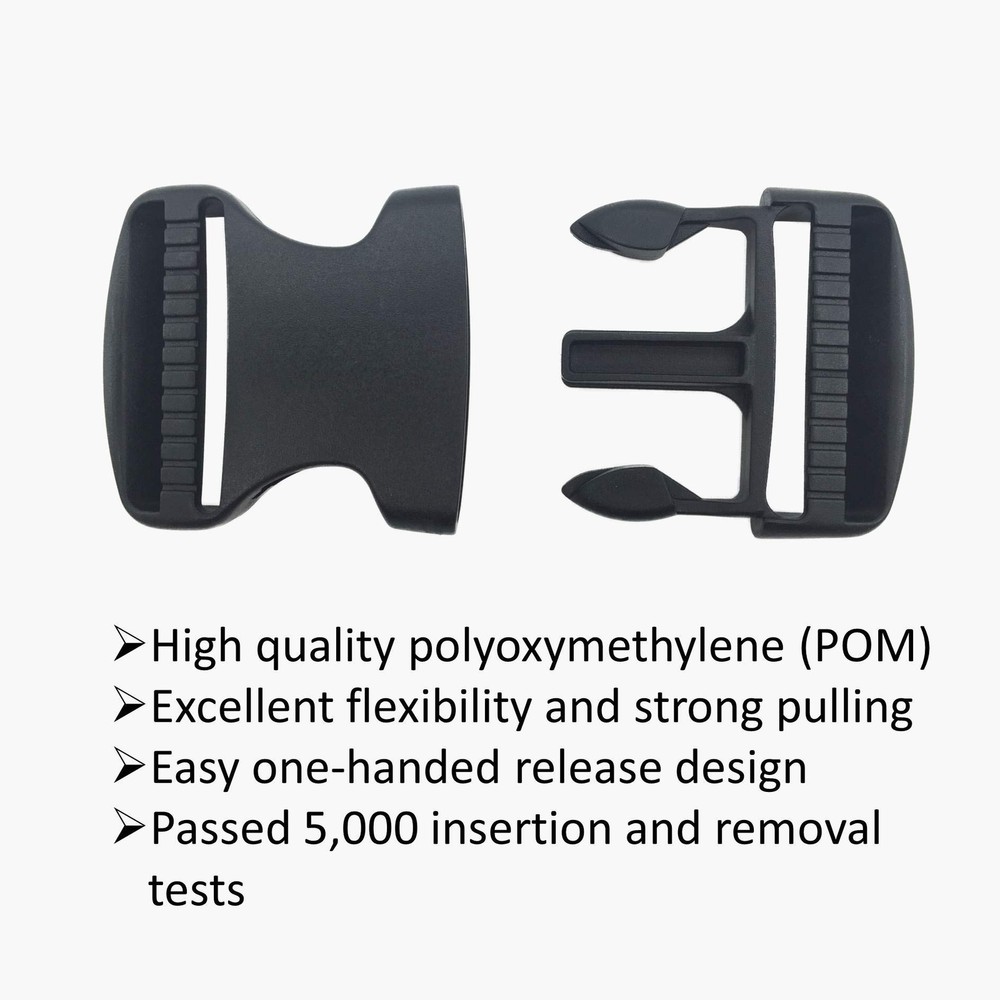 2 Inch Flat Dual Adjustable Plastic Quick Side Release Plastic Buckles 2 Set