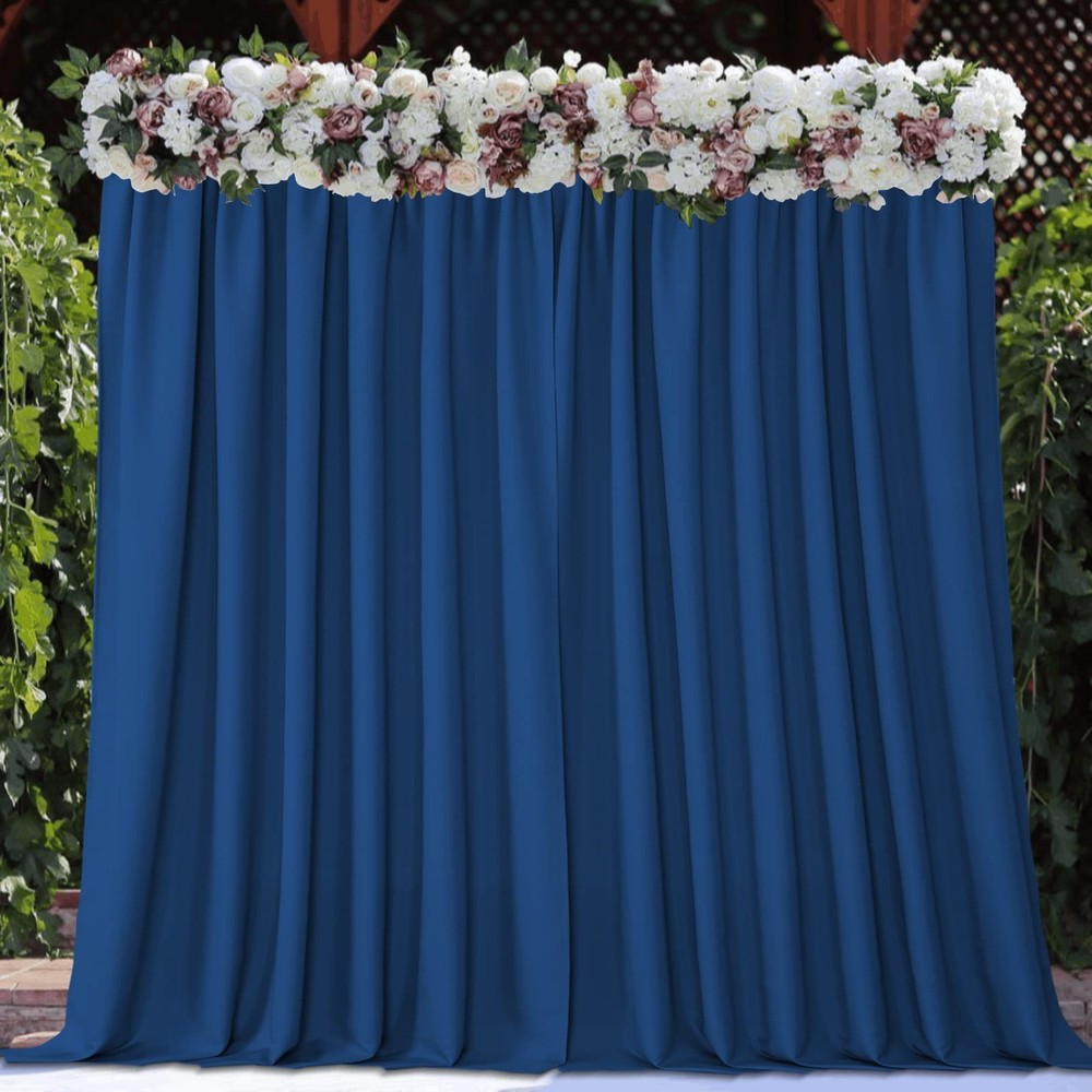 Blue Backdrop Curtains for Wedding, Polyester Backdrop Drapes for Photo Backg...