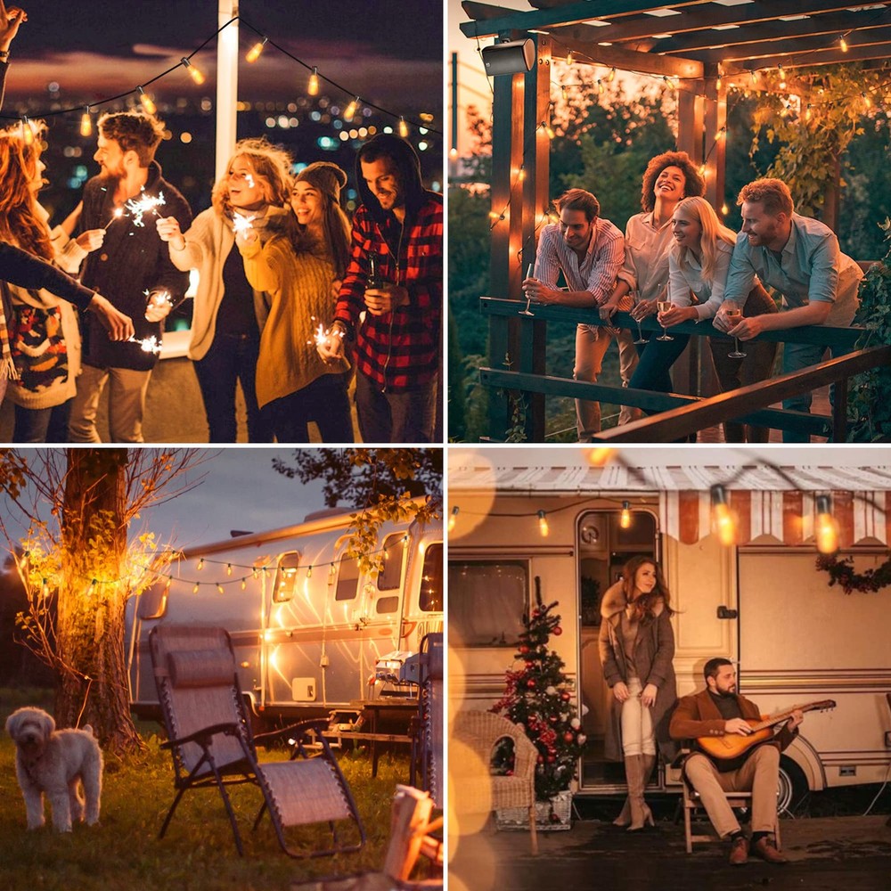 Flickering Flame String Lights,22Ft 20LED Lights for Outside,Plug in Garden L...