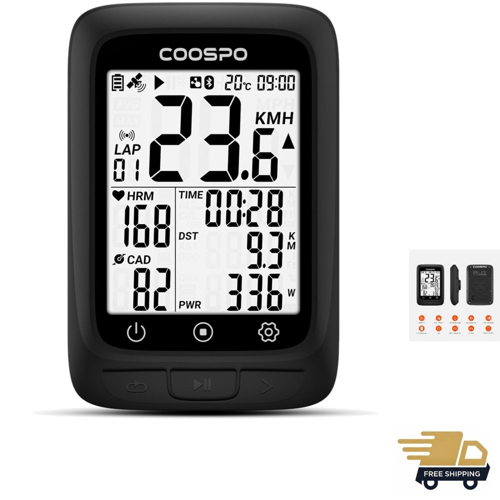 Bike Computer GPS Wireless, ANT+ Cycling Computer GPS with Bluetooth, Multifu...
