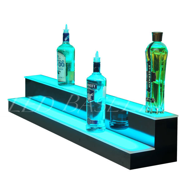 40" 2 Step LED Lighted Glowing Liquor Bottle Display Shelf Home Back Bar Rack