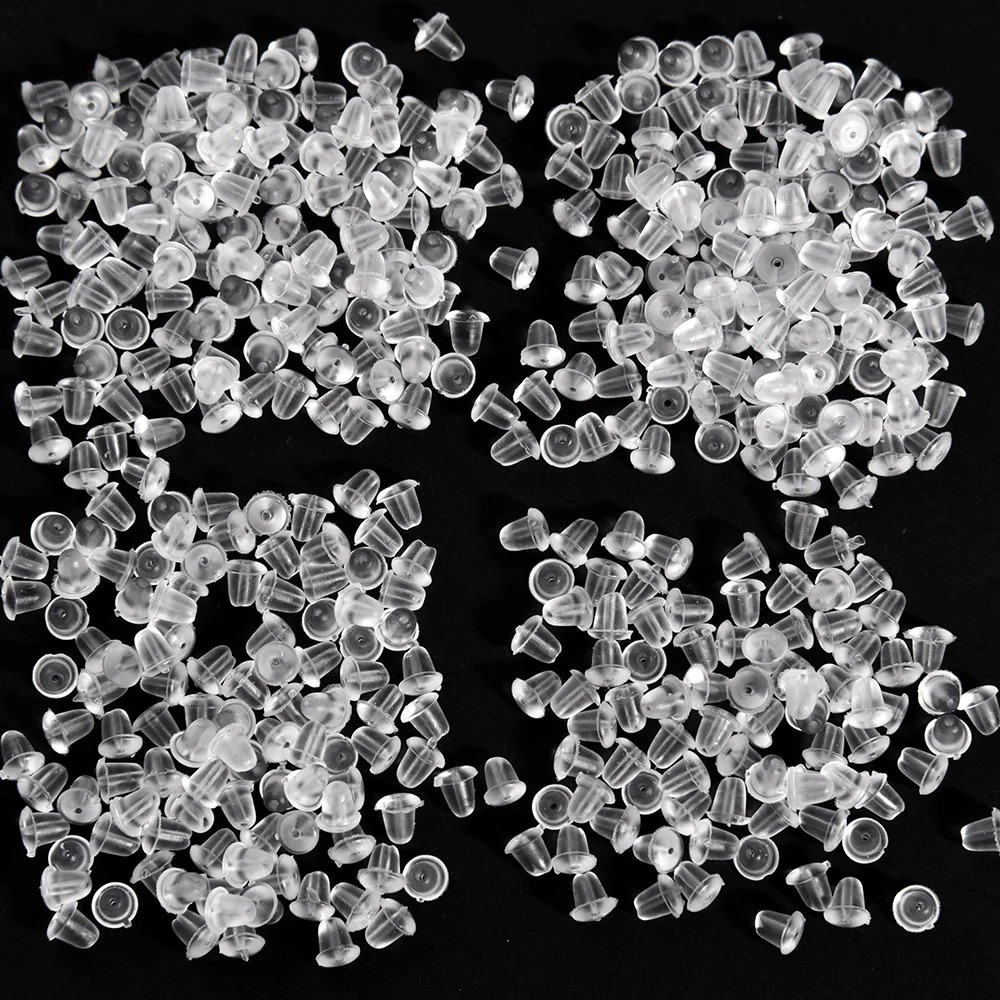 500pcs Soft Rubber Ear Plugs – Transparent Earring Back Stopper Studs for DIY Ea