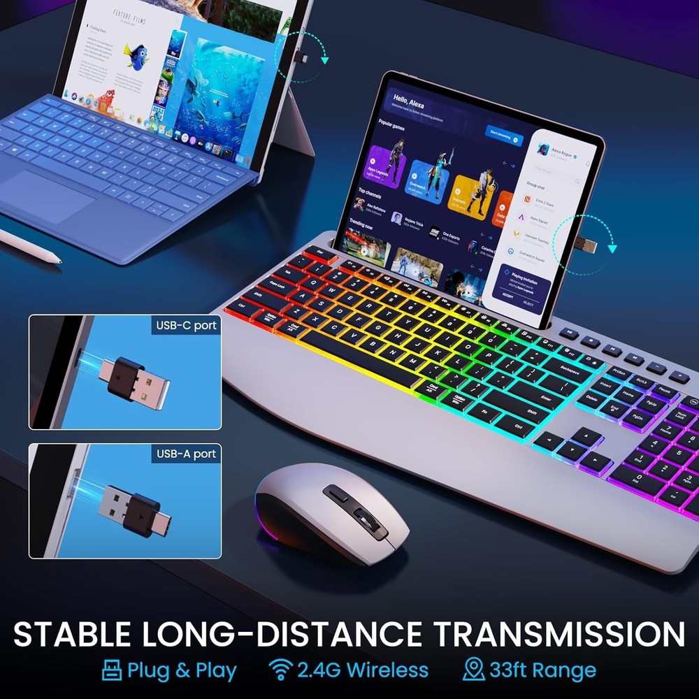 Wireless Bluetooth Keyboard and Mouse for Mac, Multi-Device Rechargeable Slim...