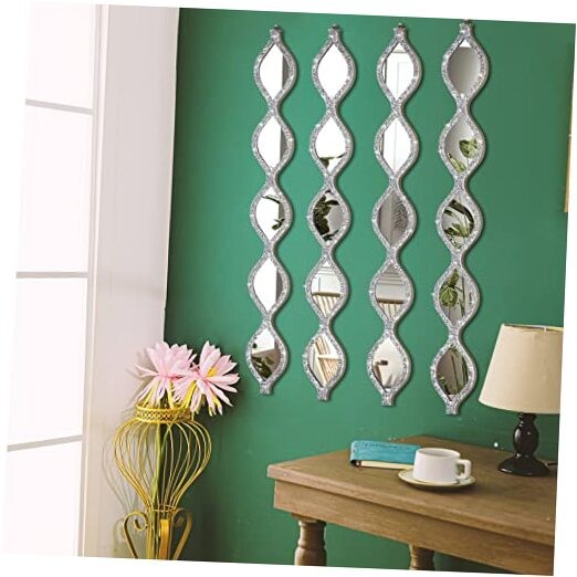 Teardrop Mirror Wall Decor Decorative Mirror Rustic Crush Diamond 4 Silver