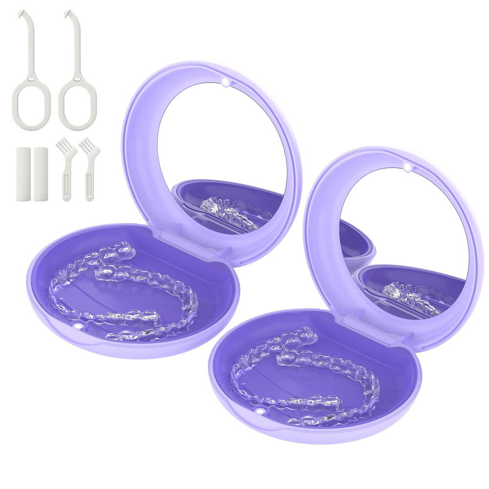 2Pack Retainer Case with Mirror, Compatible with Invisalign, Orthodontic Alig...