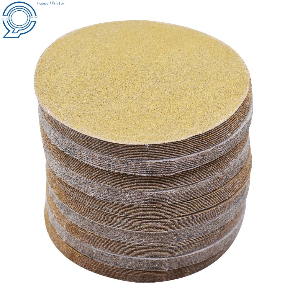 100 Pack NO-Hole 5" 180 Grit Disc Hook Loop Pads Sanding Discs Flocking