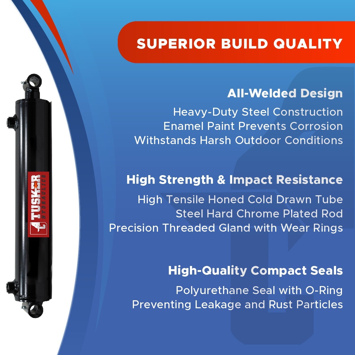 2.5x8 Hydraulic Cylinder 2.5" Bore 8" Stroke Double Acting Welded Cross Tube