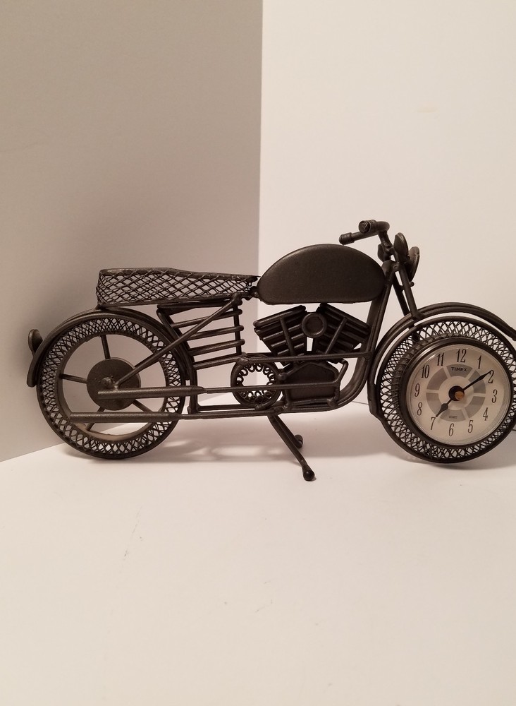 Timex Table Clock Wrought Iron Motorcycle New In Package