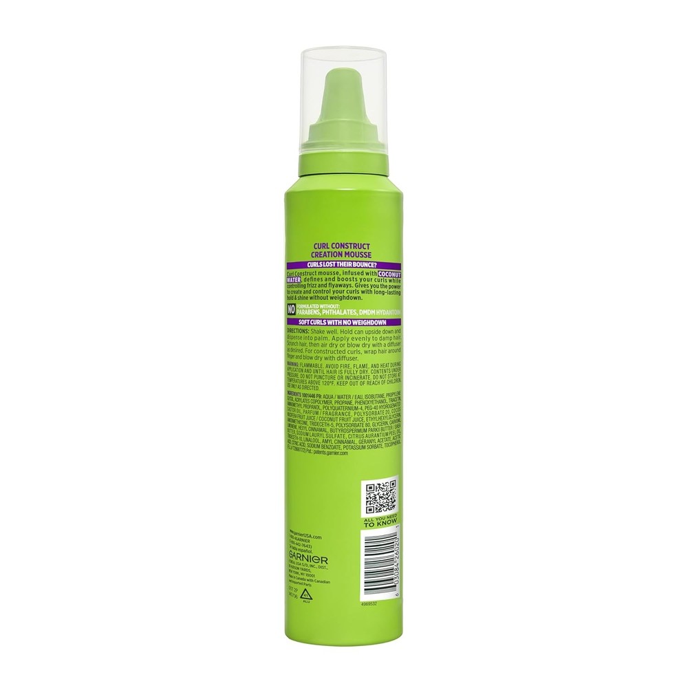 Fructis Style Curl Construct Creation Mousse, 6.8 Oz (Packaging May Vary)