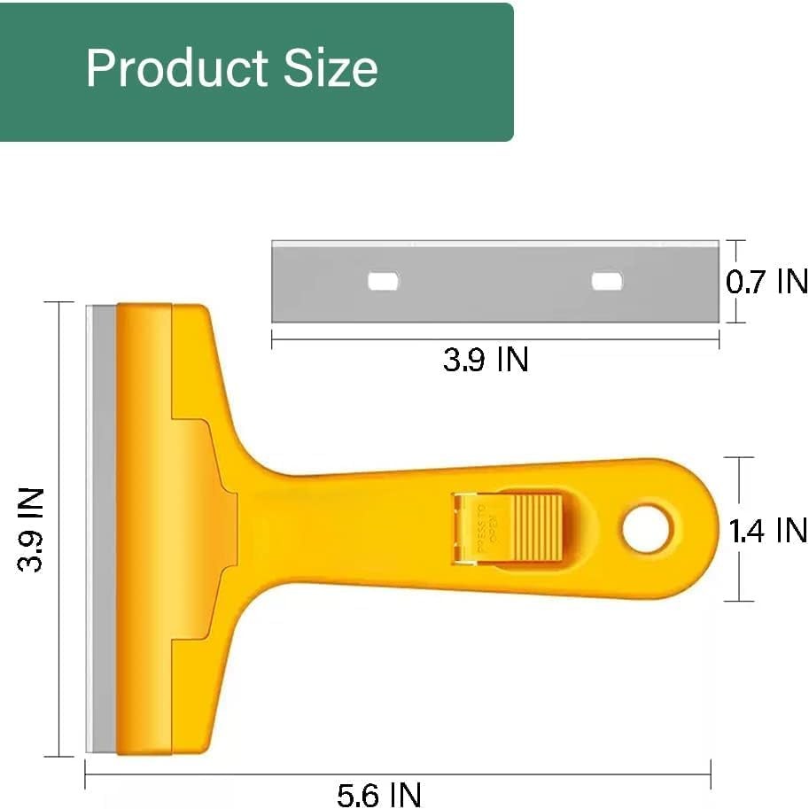 Razor Blade Scraper, 4" Scraper Tool with 10 Extra Replacement Metal Blades, Raz