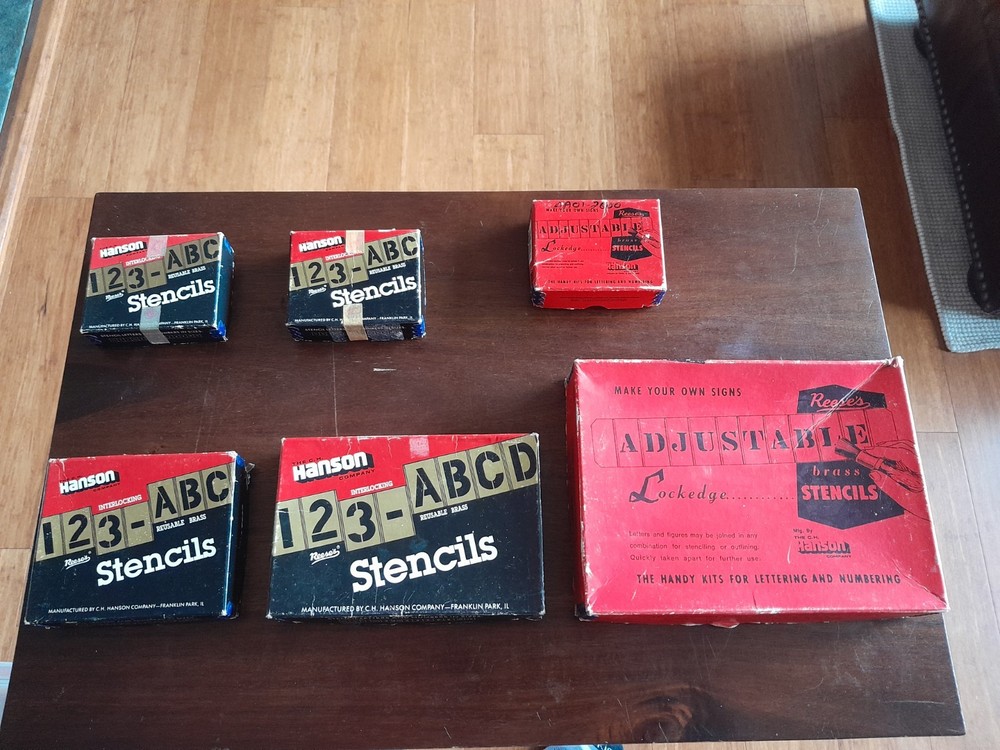 hanson brass interlocking stencils lot of 6 ...4 different sizes