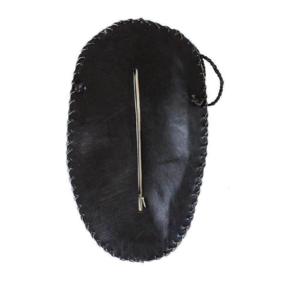 Black Leather Purse - Mask Design | Original African Leather Bag
