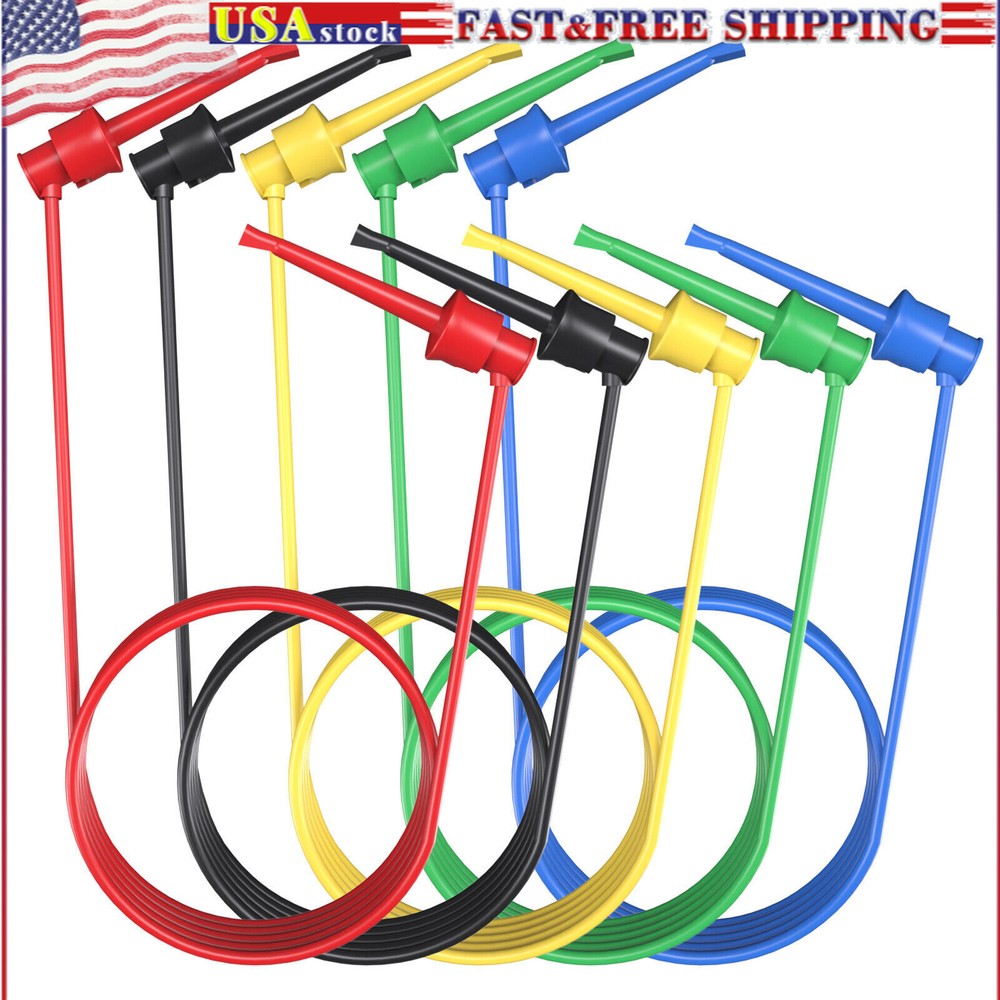 Silicone Test Leads 5PCS Test Hook to Test Hook Cables Wires IC Test Hooks Clips