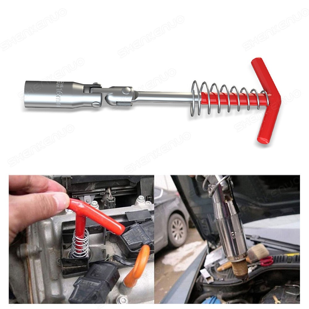 Spark Plug Socket Wrench 16mm Remover Installer t-handle Universal Joint skn
