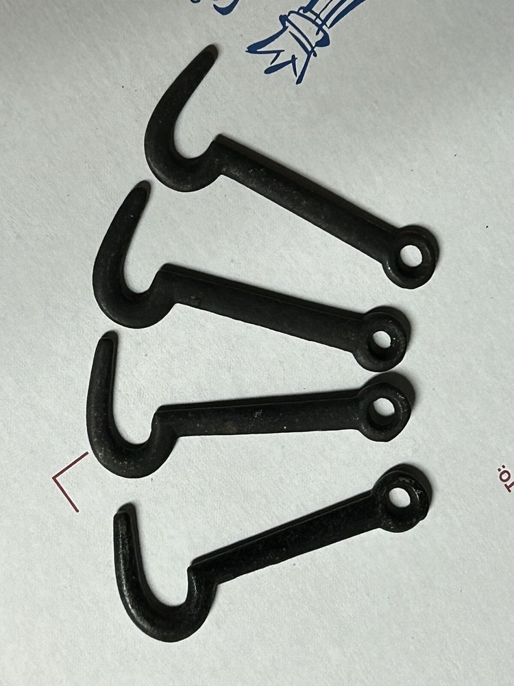(4) Black Cast Iron 3" Latch Hook