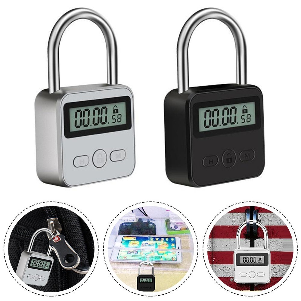 Timing Padlock Metal Timer Lock 99 Hours Max Digital Electronic Heavy-Duty