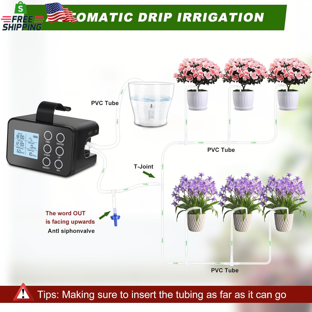 Automatic Plant Waterer Indoor: Drip Irrigation System with Large Display, Easy