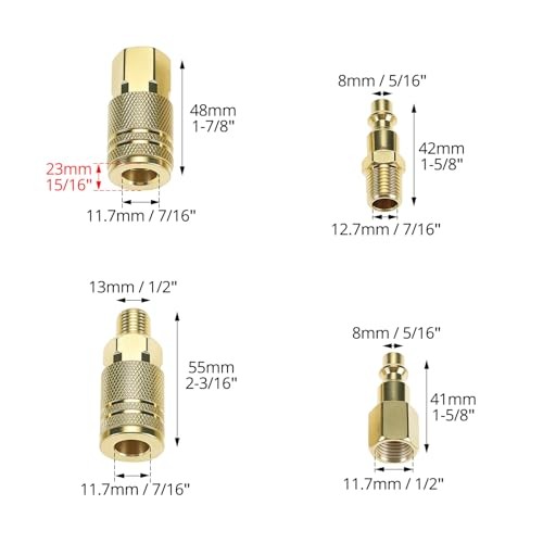 16 Pack 1/4" NPT Air Hose Fittings Kit, Solid Brass Quick Connect Compressor