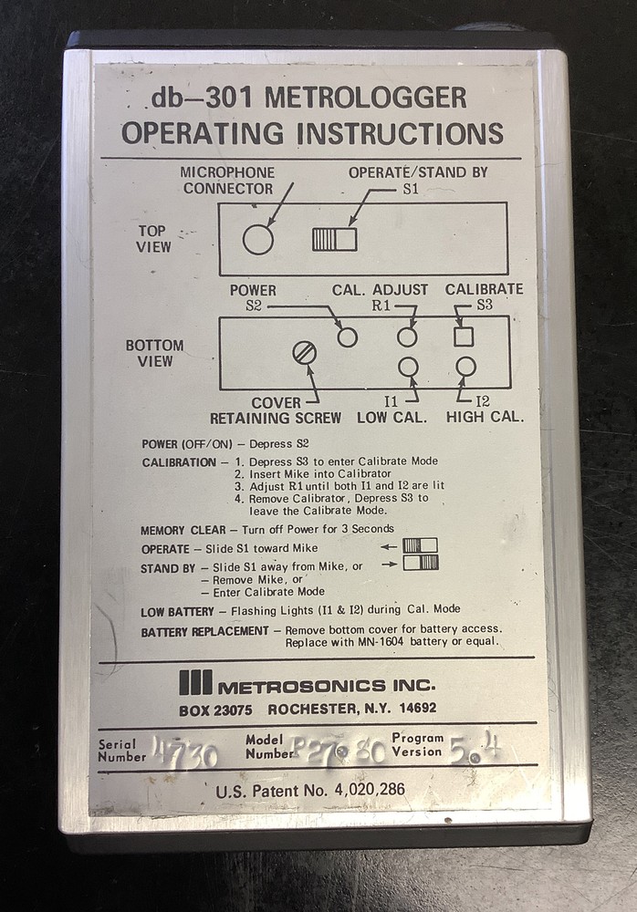 METROSONICS METROLOGGER | MODEL P2780