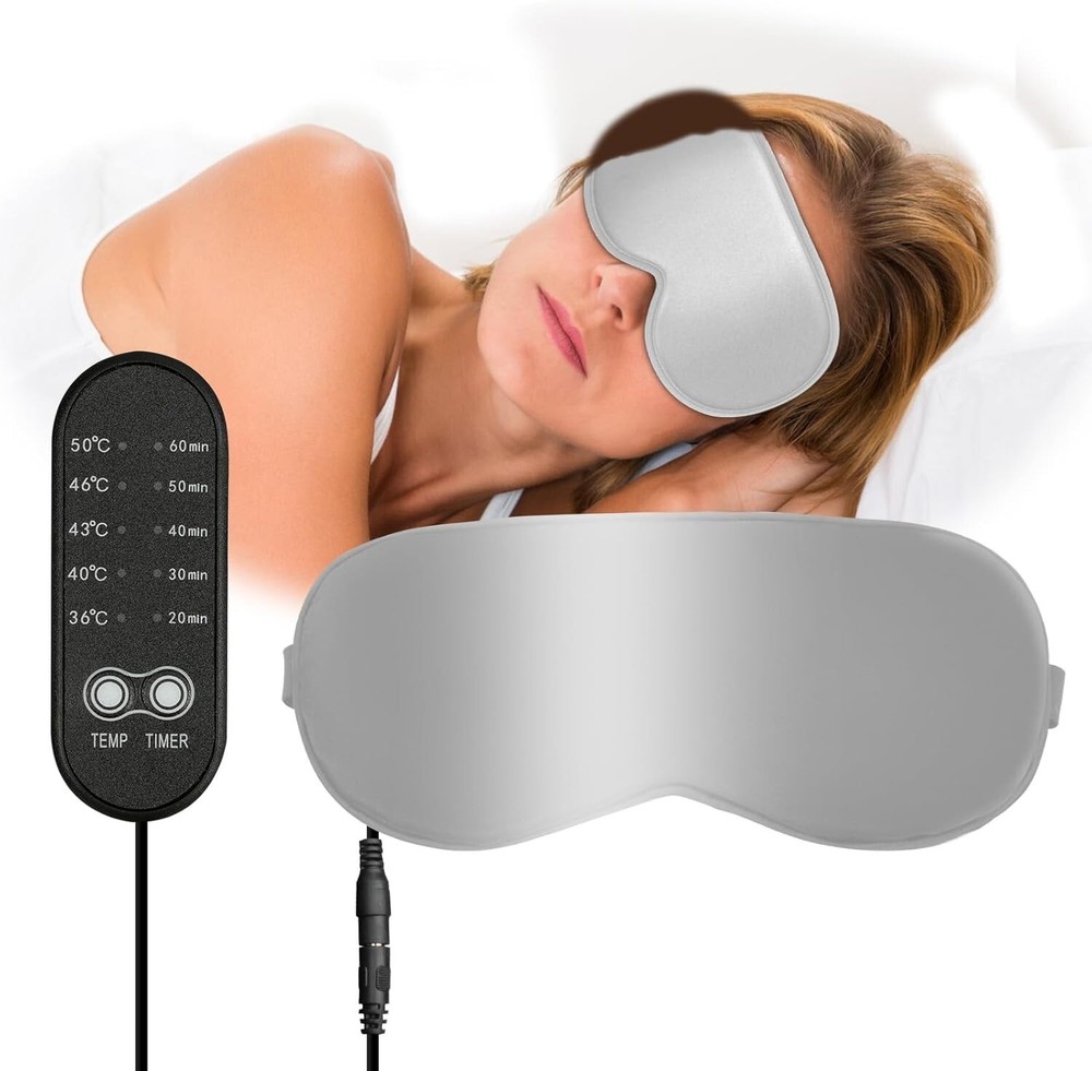 Silk Eye Mask for Sleep with Heat Adjustable Temperature and Timer USB Cable