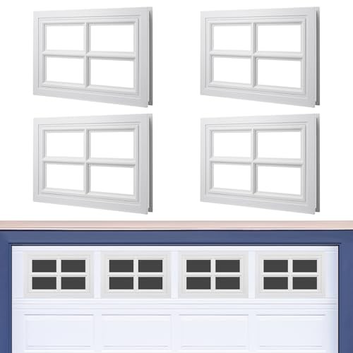 4 Pcs Garage Door Windows, Replacement Vinyl Windows Inserts Kit with Style 1