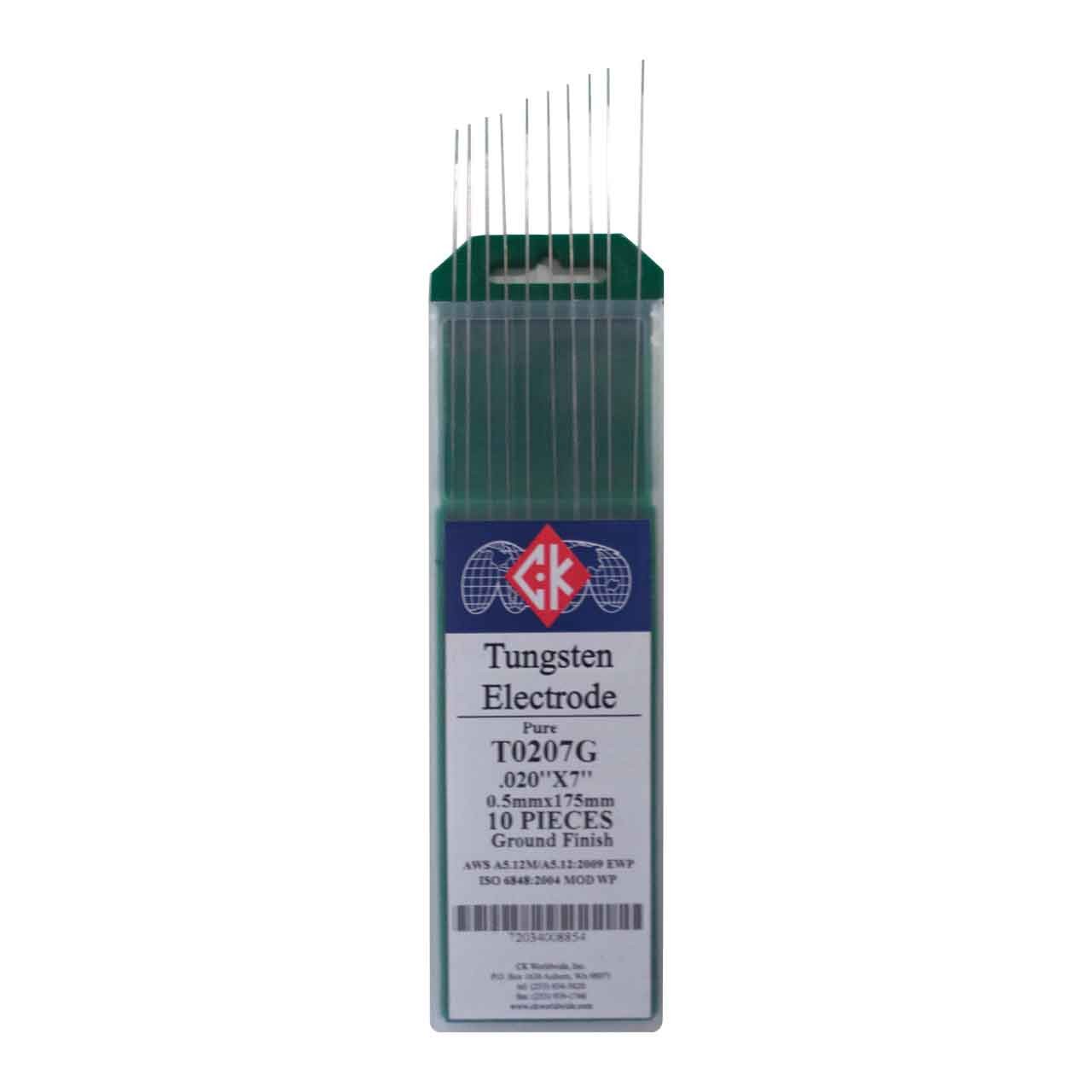 CK T0207G Pure Tungsten Electrode .020" X 7" 10 pack