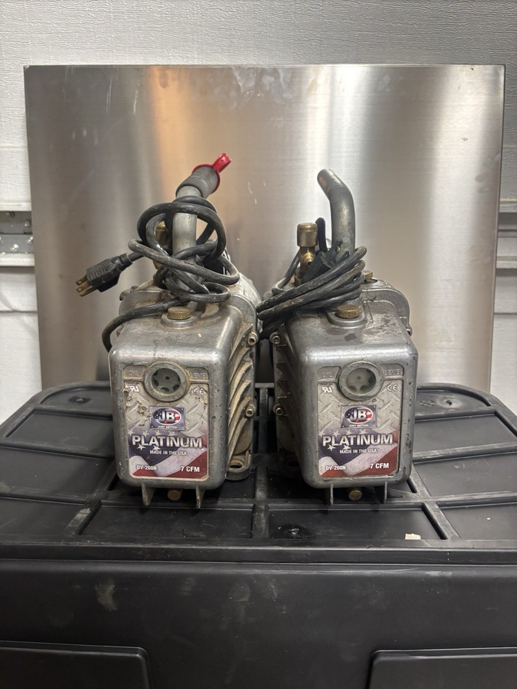2x JB PLATINUM DV-200N 7 CFM ½ HP Evacuation/Vacuum Pump Untested