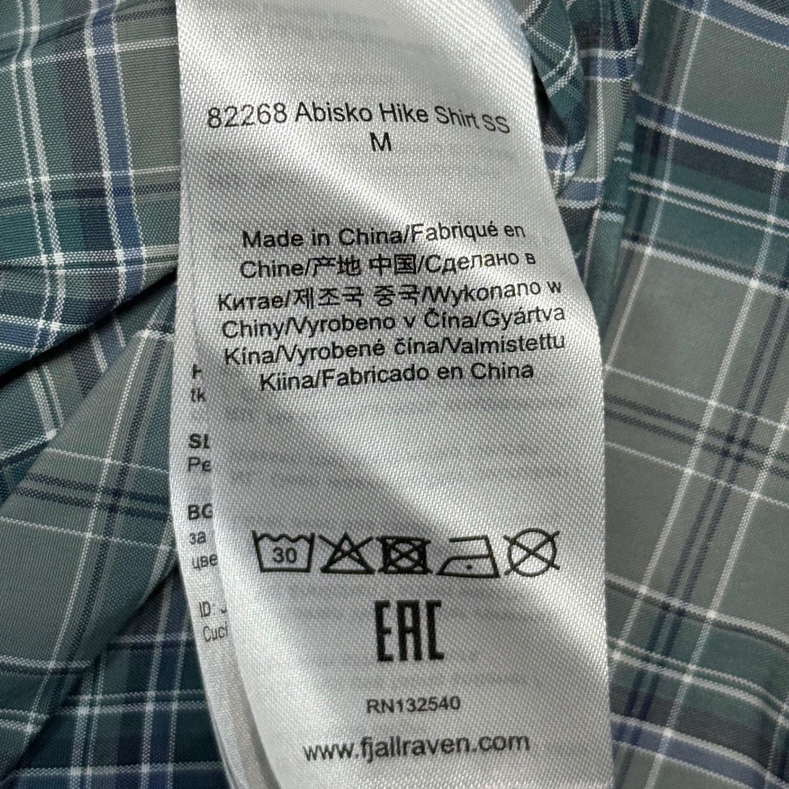 Fjallraven Abisko Hiker Shirt SS Plaid Zip Pocket Men's XL Slim Fit Button