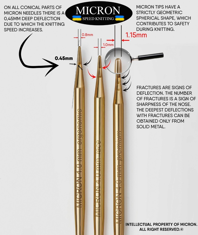Micron interchangeable knitting needle Cords