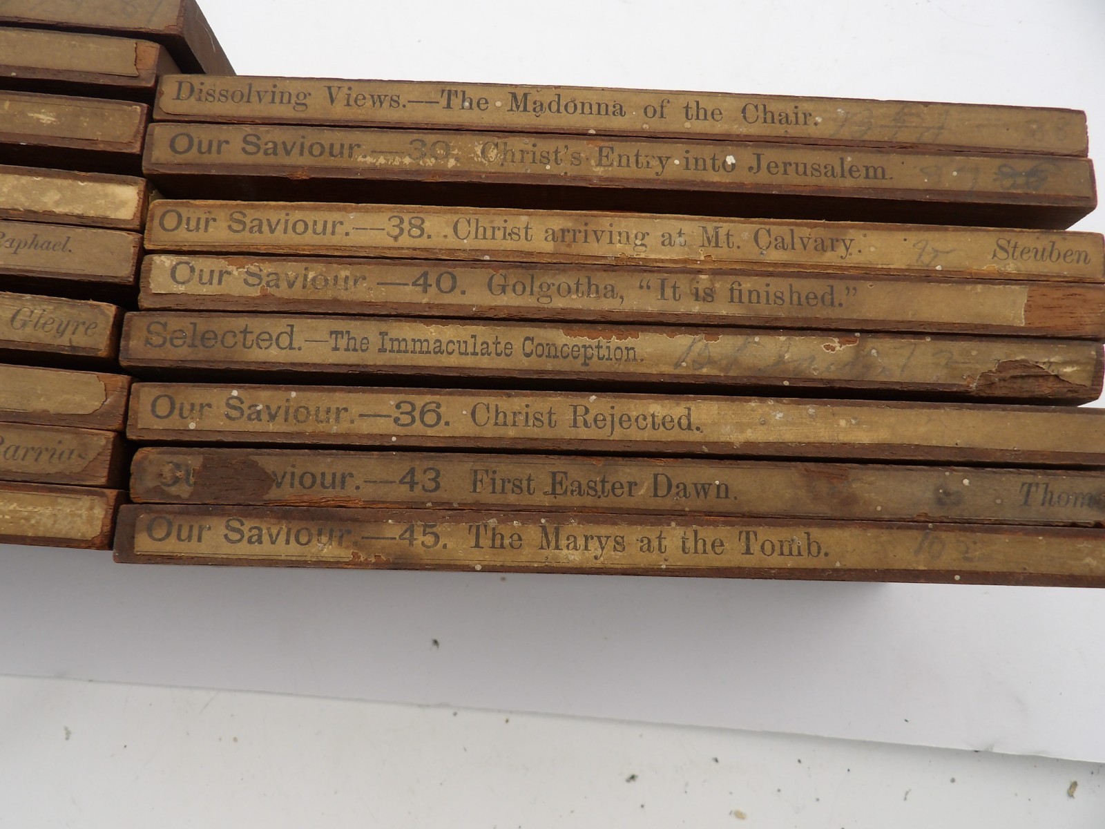 20 Magic Lantern 4x7 Wood Slides Christian Scenes