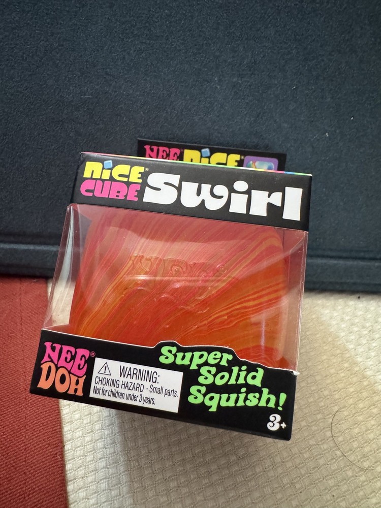 ORANGE RED Schylling NeeDoh Nice Cube Swirl Super Solid Squish AUTHENTIC 🔥
