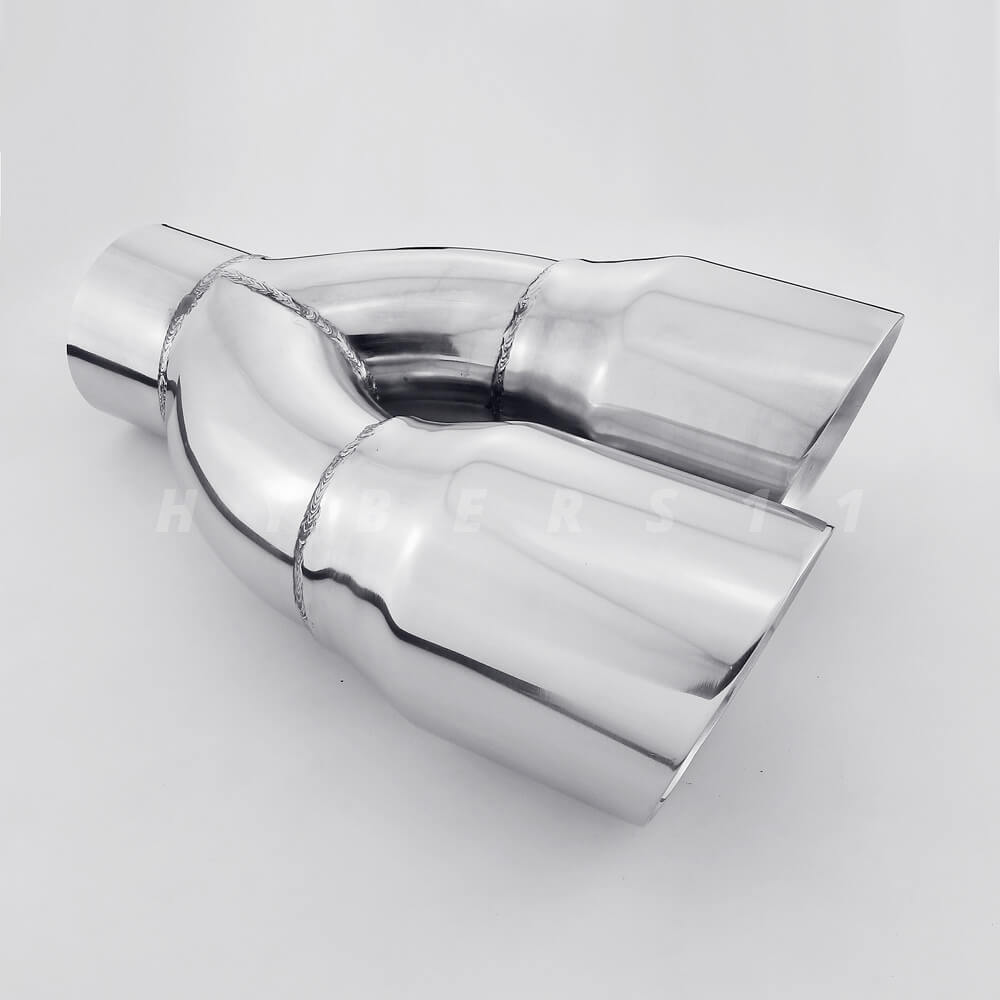 3" inlet QUAD 4" Staggered Out Dual Wall Exhaust Tips for Ford Mustang GT 5.0 V8