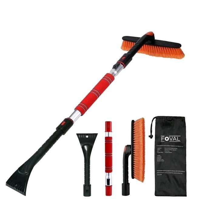 Extendable 47.2" Ice Scraper Snow Brush Windshield Window Snow & Ice Brush Kit