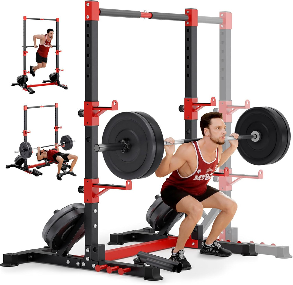 YOLEO Smith Machine & Squat Rack Combo, Multi-Functional Power Racks with Adjust